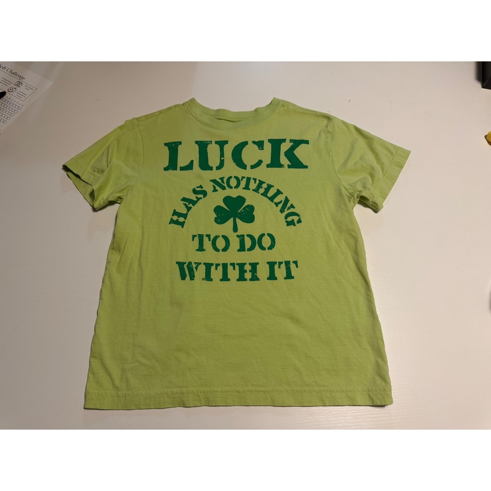 Crazy 8 Boys Lime Green St Patricks Day Shamrock Graphic T-Shirt Size L 10-12